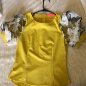 Flower sleeve detailed top.